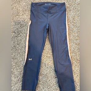 Under Armour Dark Blue Leggings with Light Pink Trim